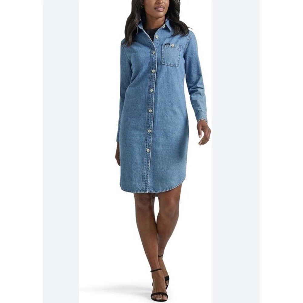 Lee Women's Legendary All Purpose Long Sleeve Denim Shirt Dress XL